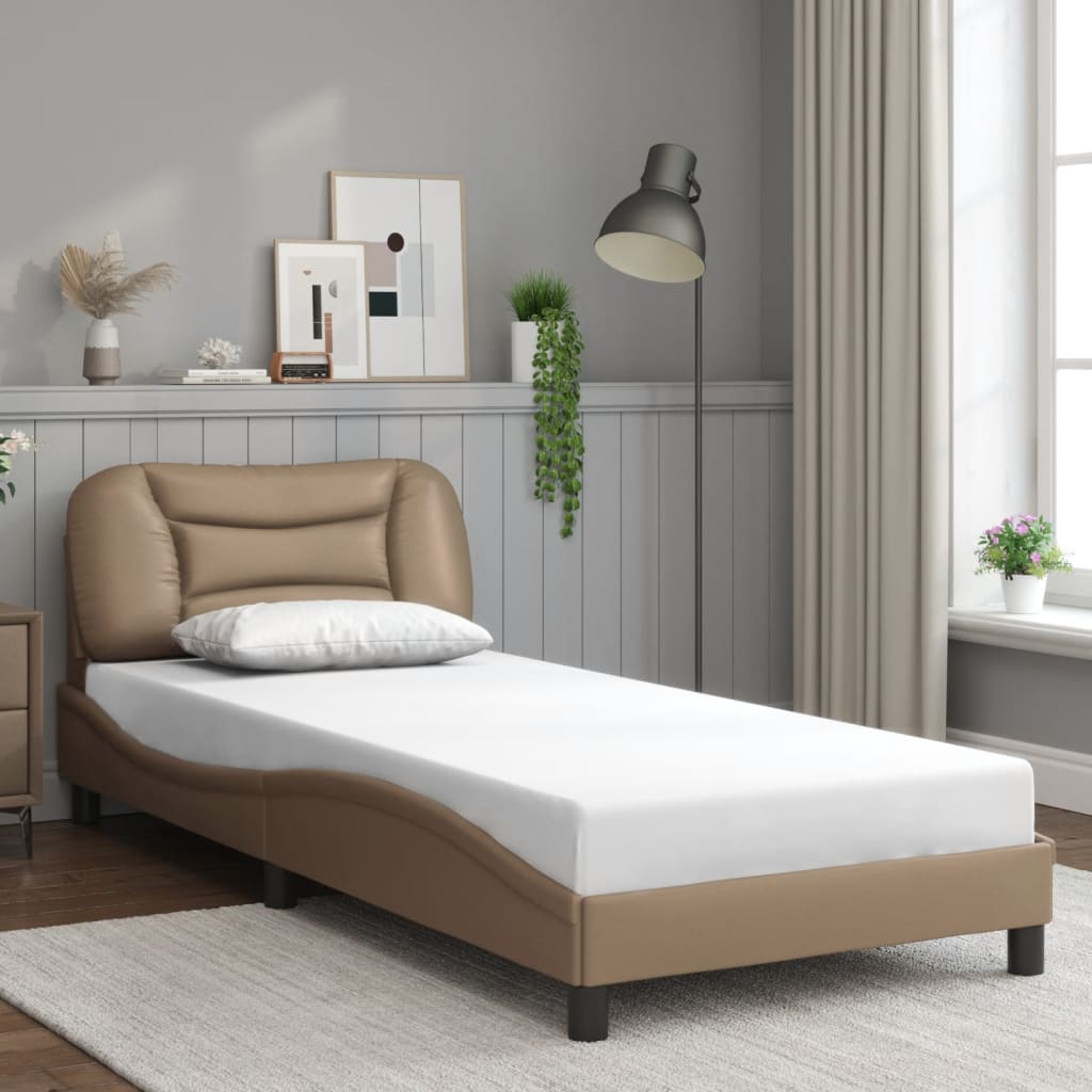 sengeramme uden madras Hvar 90x200 cm kunstlæder cappuccinofarvet