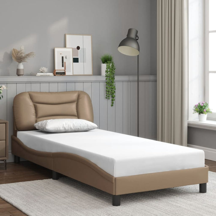 sengeramme uden madras Hvar 90x200 cm kunstlæder cappuccinofarvet