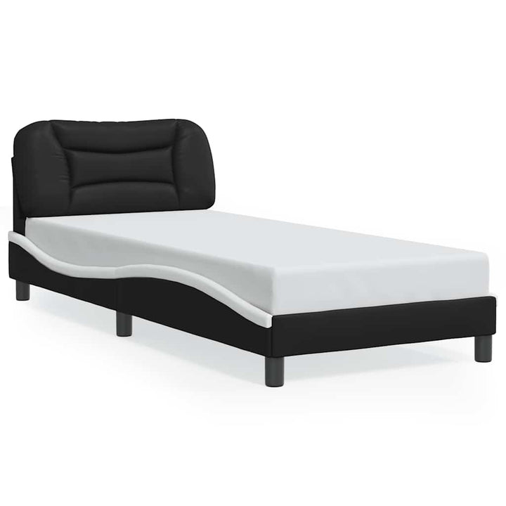 sengeramme uden madras Hvar 90x200 cm kunstlæder sort og hvid