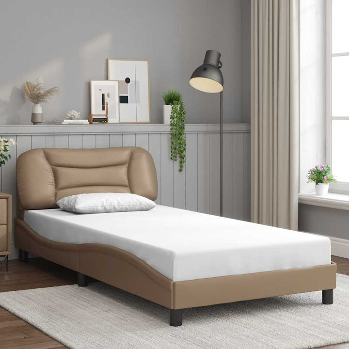 sengeramme uden madras Hvar 100x200 cm kunstlæder cappuccinofarvet