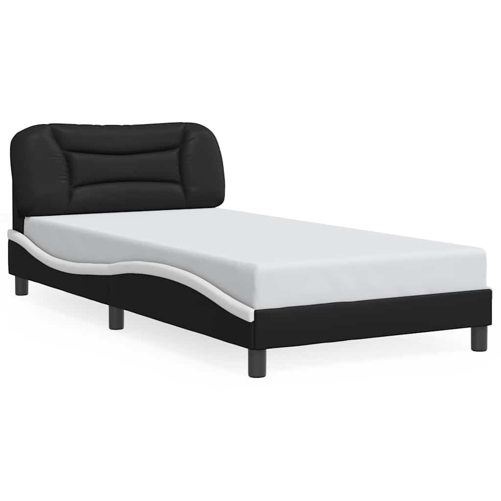 sengeramme uden madras Hvar 100x200 cm kunstlæder sort og hvid