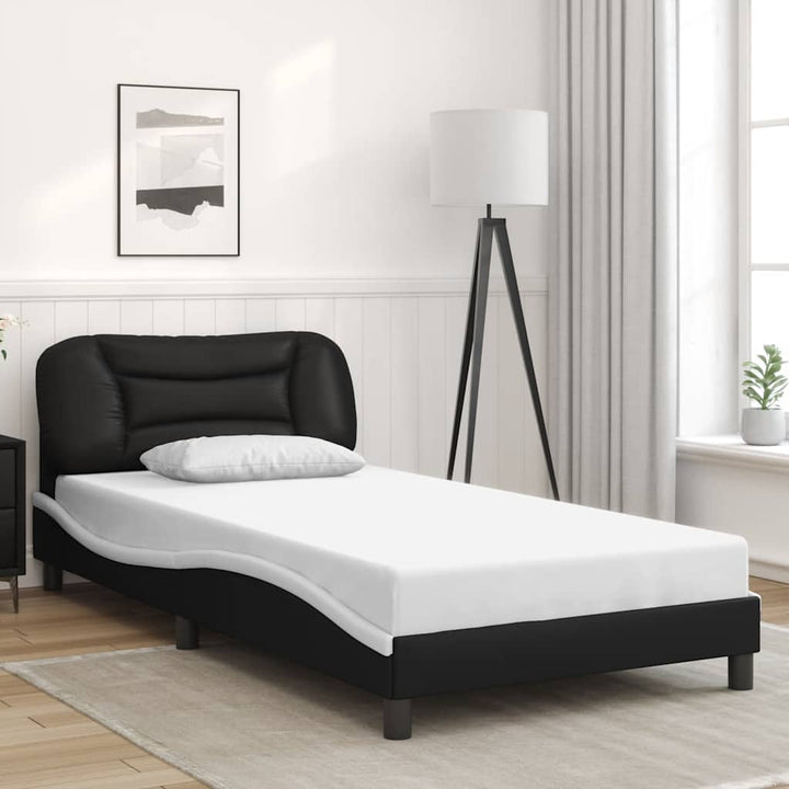 sengeramme uden madras Hvar 100x200 cm kunstlæder sort og hvid