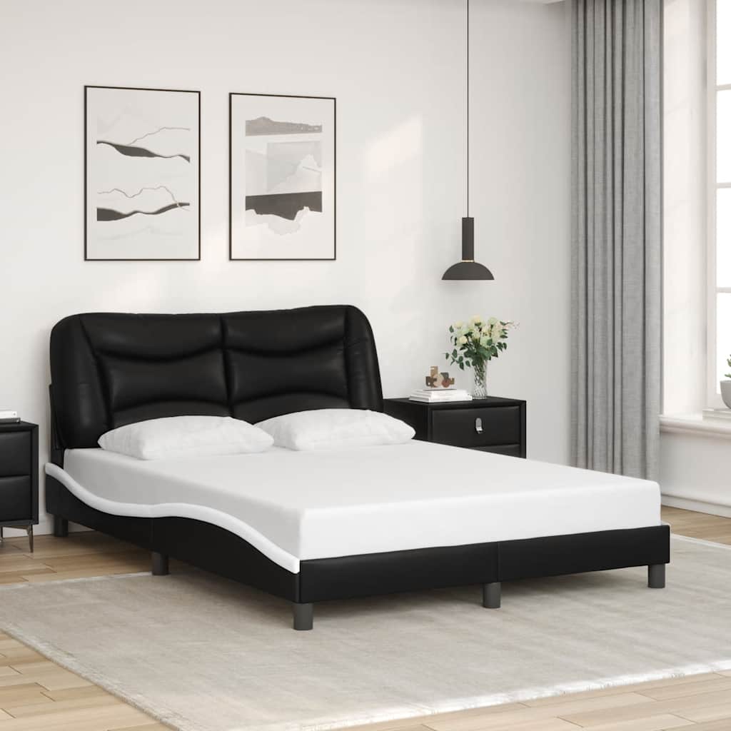 sengeramme uden madras Hvar 120x200 cm kunstlæder sort og hvid