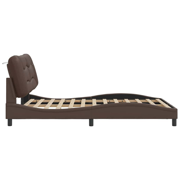 sengeramme uden madras Hvar 140x190 cm kunstlæder brun