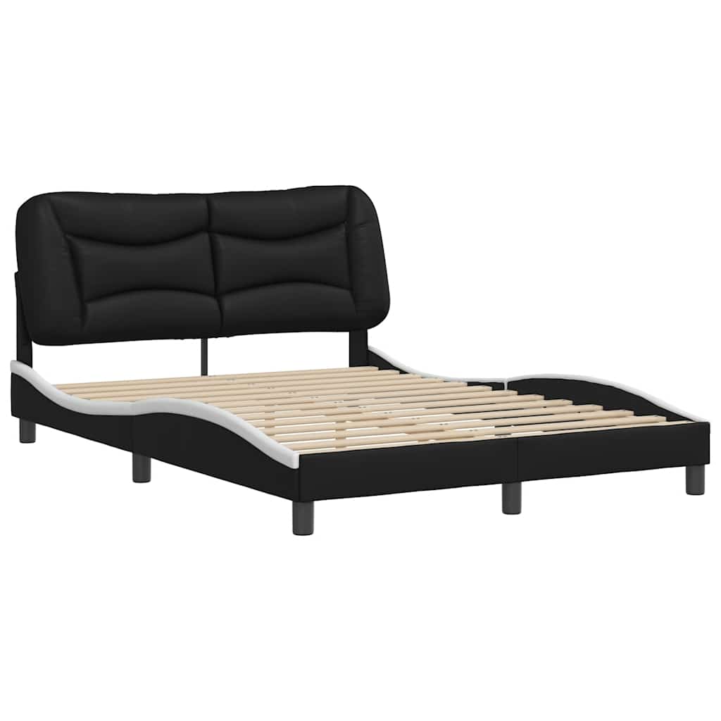 sengeramme uden madras Hvar 140x190 cm kunstlæder sort og hvid