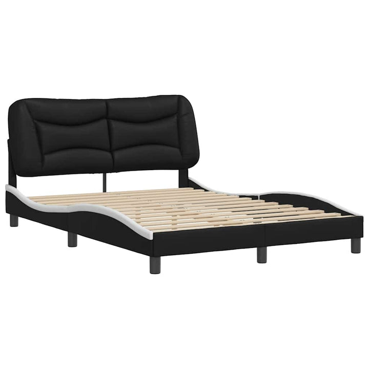 sengeramme uden madras Hvar 140x190 cm kunstlæder sort og hvid