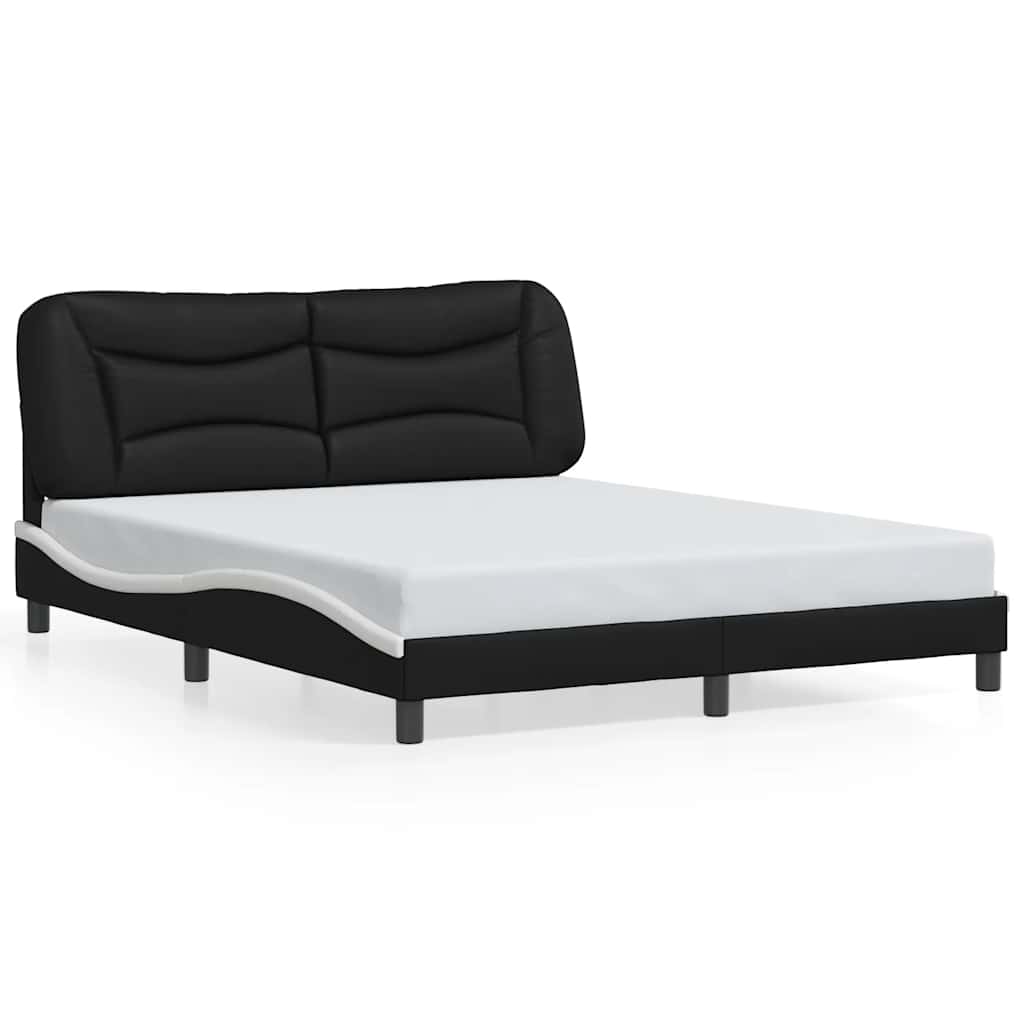sengeramme uden madras Hvar 160x200 cm kunstlæder sort og hvid