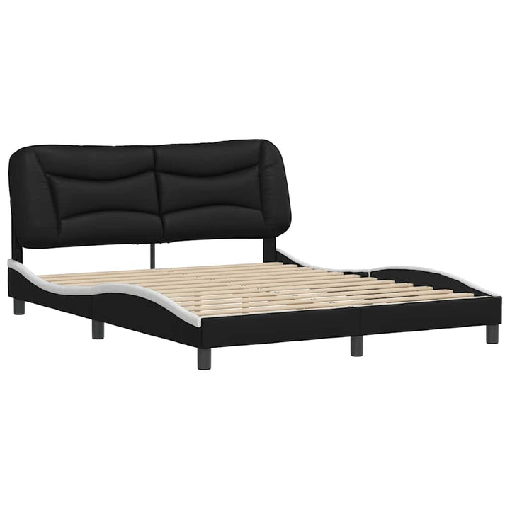 sengeramme uden madras Hvar 160x200 cm kunstlæder sort og hvid