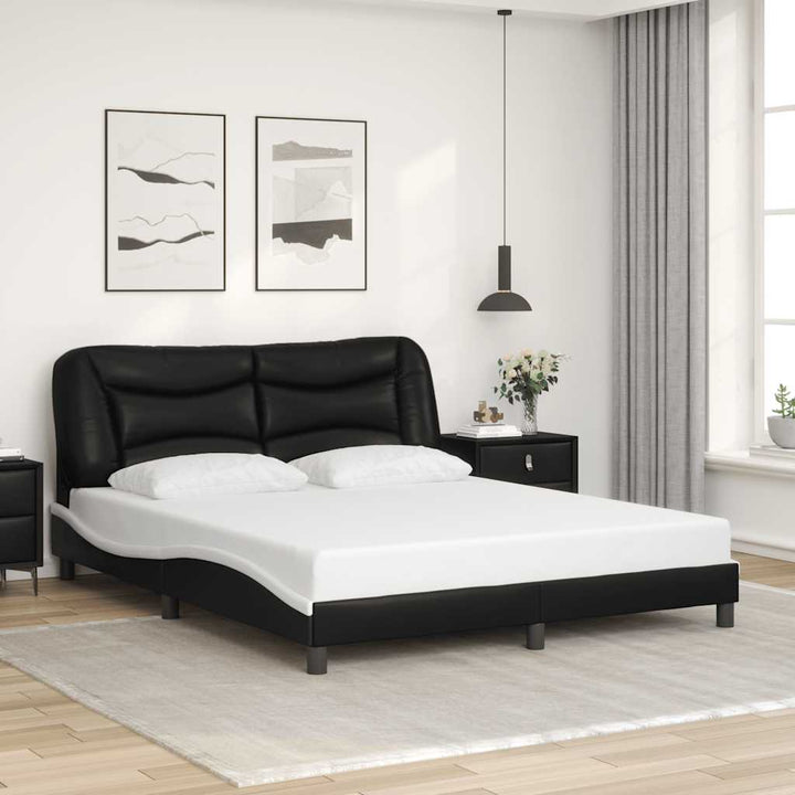 sengeramme uden madras Hvar 160x200 cm kunstlæder sort og hvid