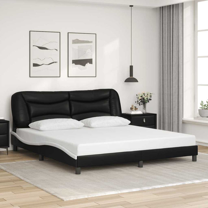 sengeramme uden madras Hvar 180x200 cm kunstlæder sort og hvid