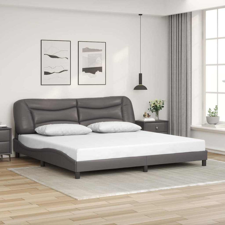 sengeramme uden madras Hvar 200x200 cm kunstlæder grå