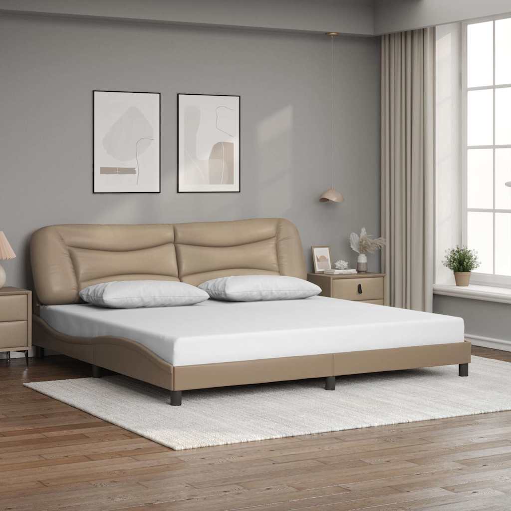 sengeramme uden madras Hvar 200x200 cm kunstlæder cappuccinofarvet
