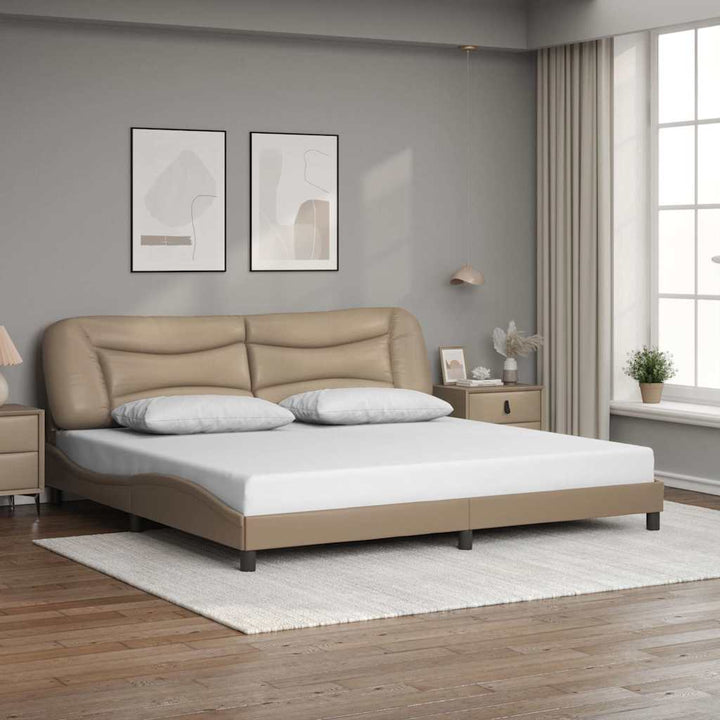 sengeramme uden madras Hvar 200x200 cm kunstlæder cappuccinofarvet