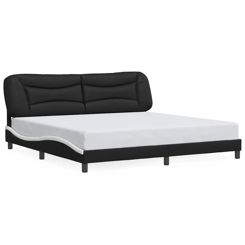 sengeramme uden madras Hvar 200x200 cm kunstlæder sort og hvid