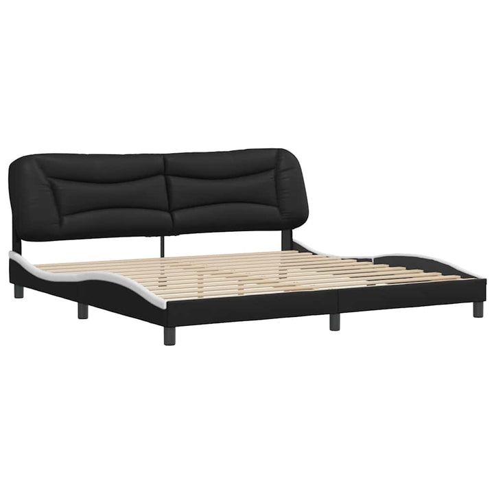 sengeramme uden madras Hvar 200x200 cm kunstlæder sort og hvid