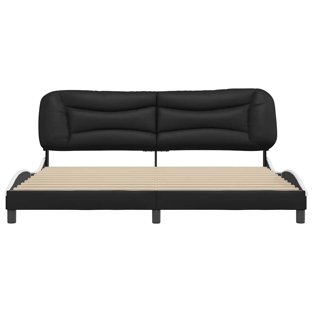 sengeramme uden madras Hvar 200x200 cm kunstlæder sort og hvid