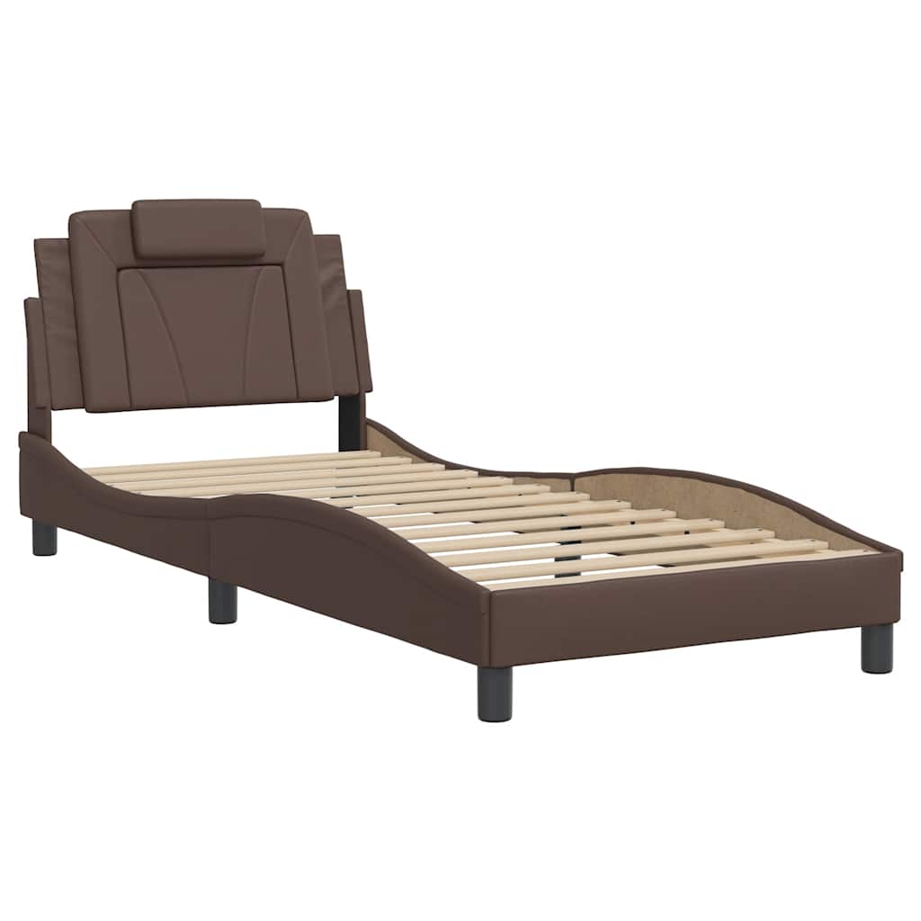 sengeramme uden madras Viana 80x200 cm kunstlæder brun