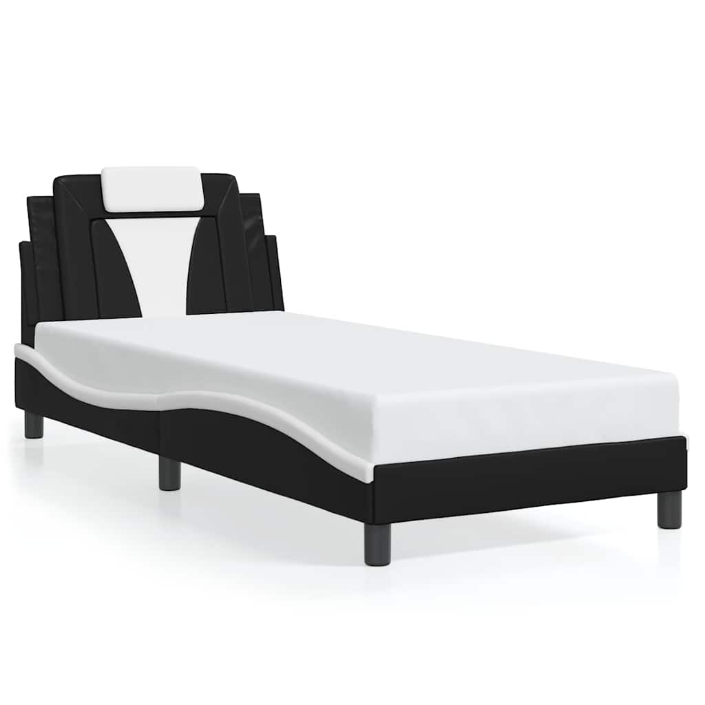 sengeramme uden madras Viana 80x200 cm kunstlæder sort og hvid