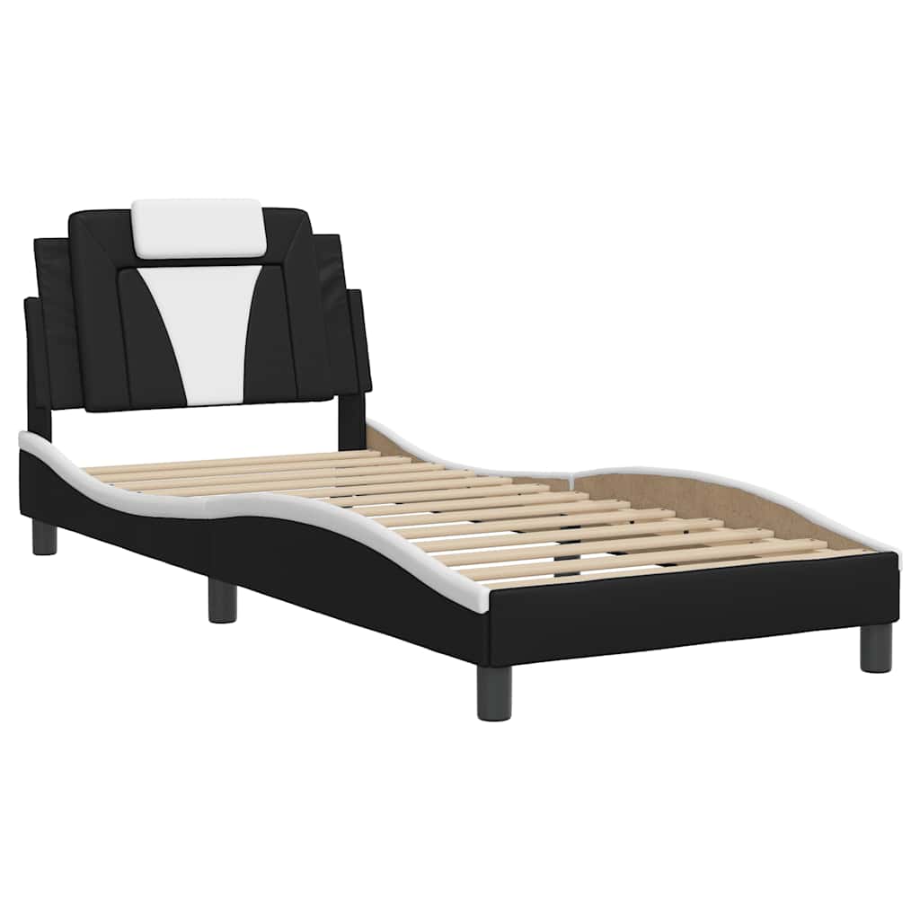 sengeramme uden madras Viana 80x200 cm kunstlæder sort og hvid