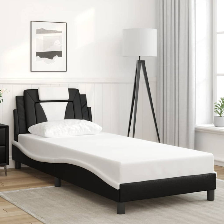 sengeramme uden madras Viana 80x200 cm kunstlæder sort og hvid