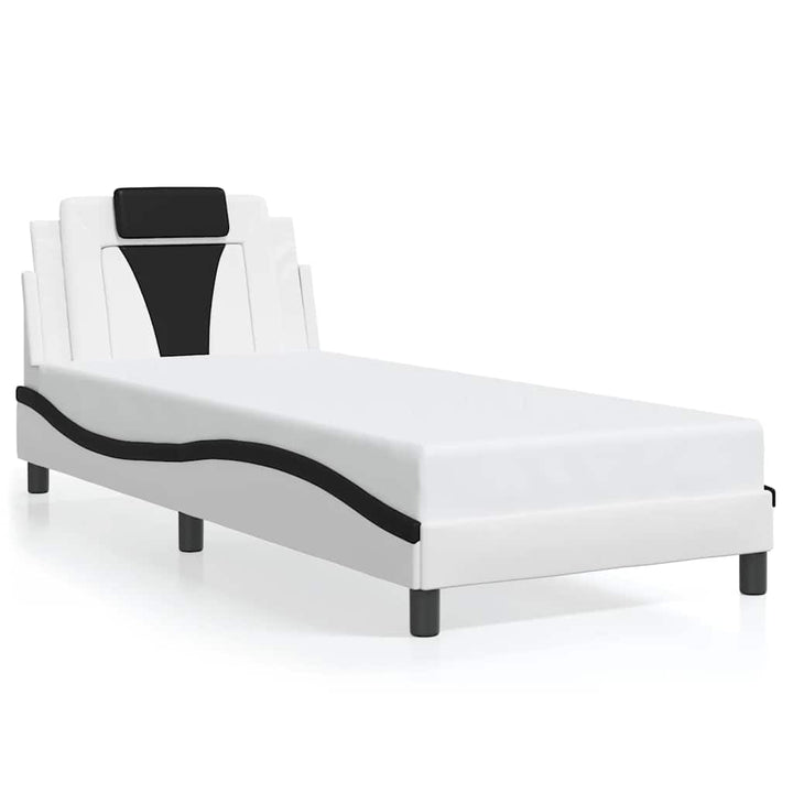 sengeramme uden madras Viana 90x190 cm kunstlæder sort og hvid