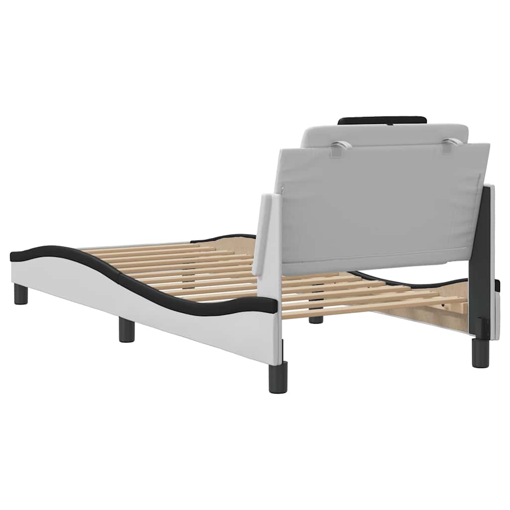 sengeramme uden madras Viana 90x200 cm kunstlæder hvid og sort