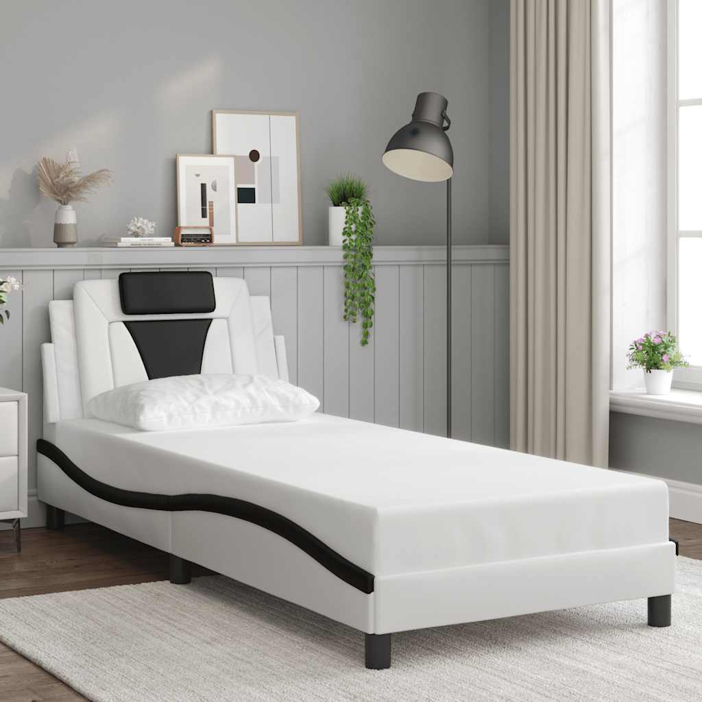 sengeramme uden madras Viana 90x200 cm kunstlæder hvid og sort