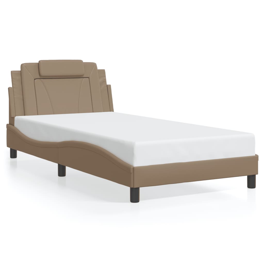 sengeramme uden madras Viana 100x200 cm kunstlæder cappuccinofarvet
