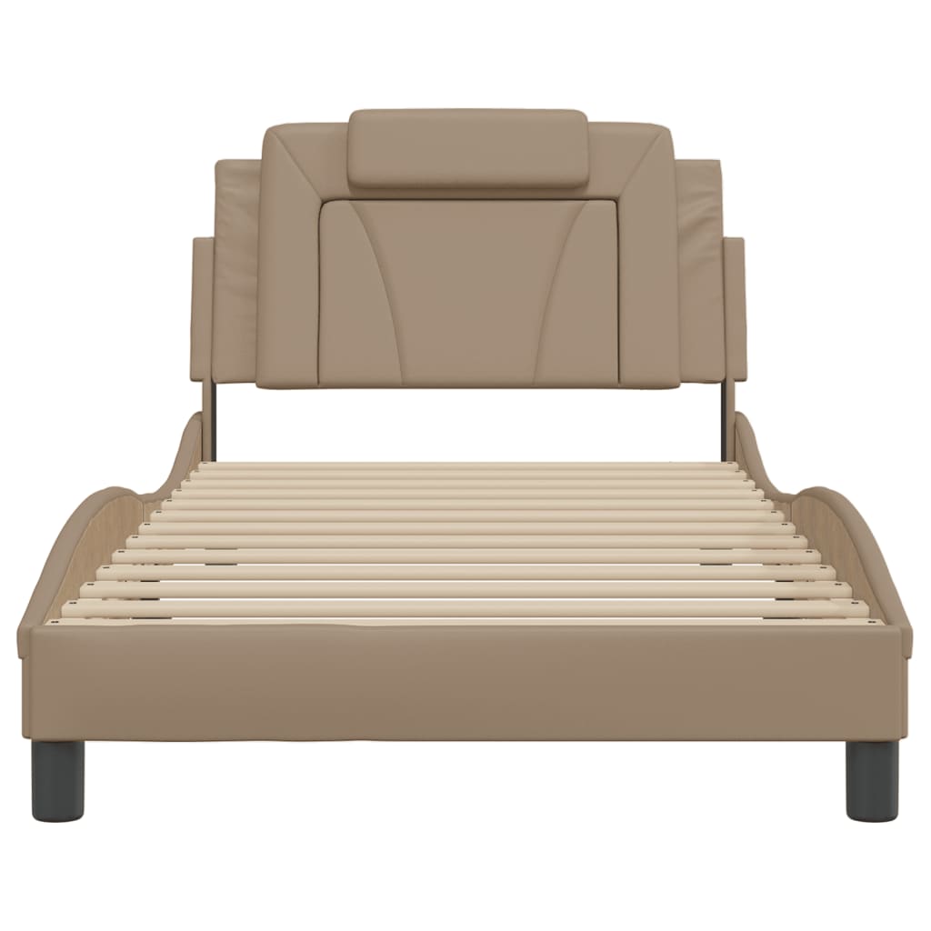 sengeramme uden madras Viana 100x200 cm kunstlæder cappuccinofarvet