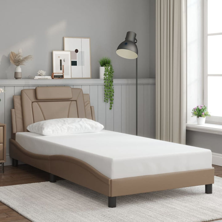 sengeramme uden madras Viana 100x200 cm kunstlæder cappuccinofarvet