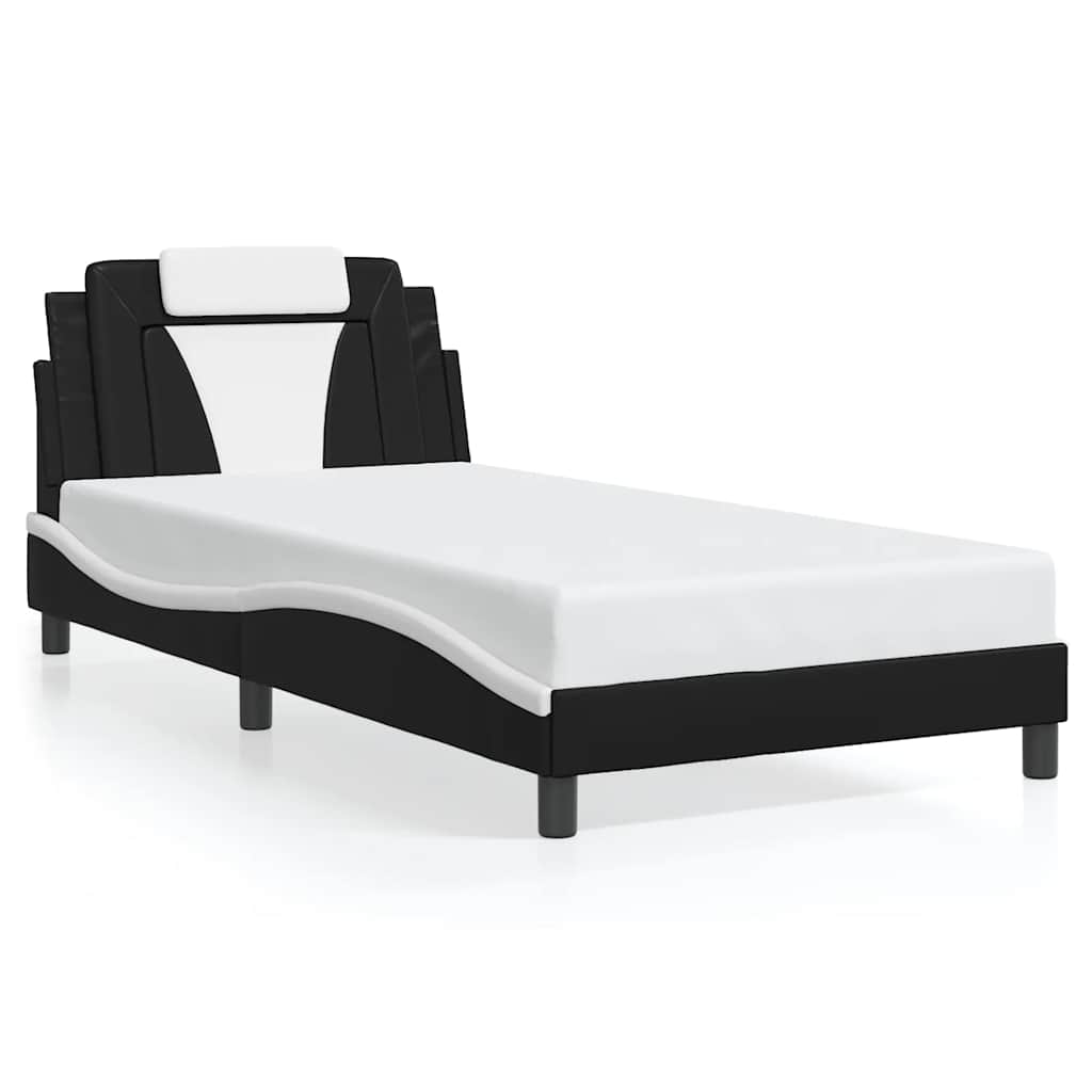 sengeramme uden madras Viana 100x200 cm kunstlæder sort og hvid