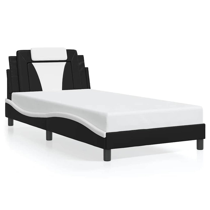 sengeramme uden madras Viana 100x200 cm kunstlæder sort og hvid