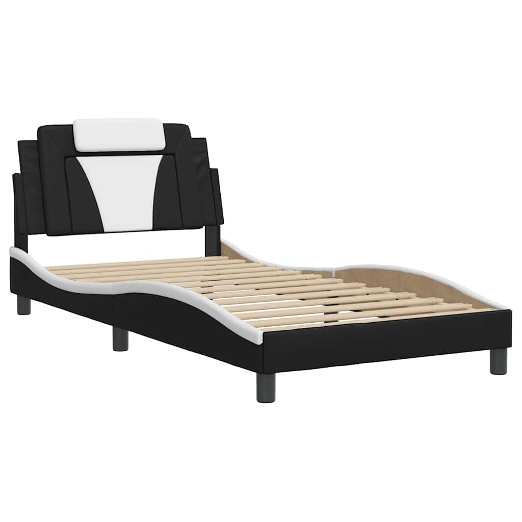 sengeramme uden madras Viana 100x200 cm kunstlæder sort og hvid