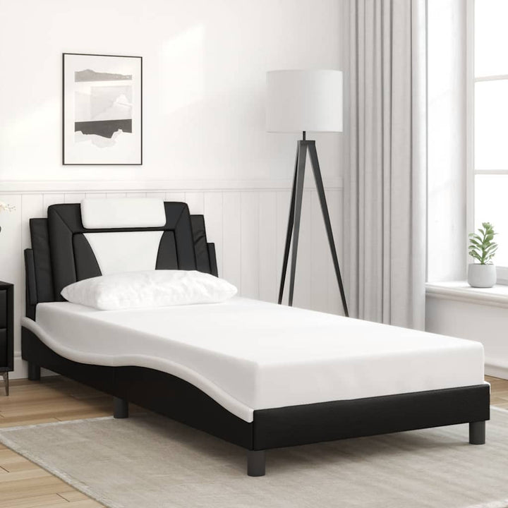 sengeramme uden madras Viana 100x200 cm kunstlæder sort og hvid