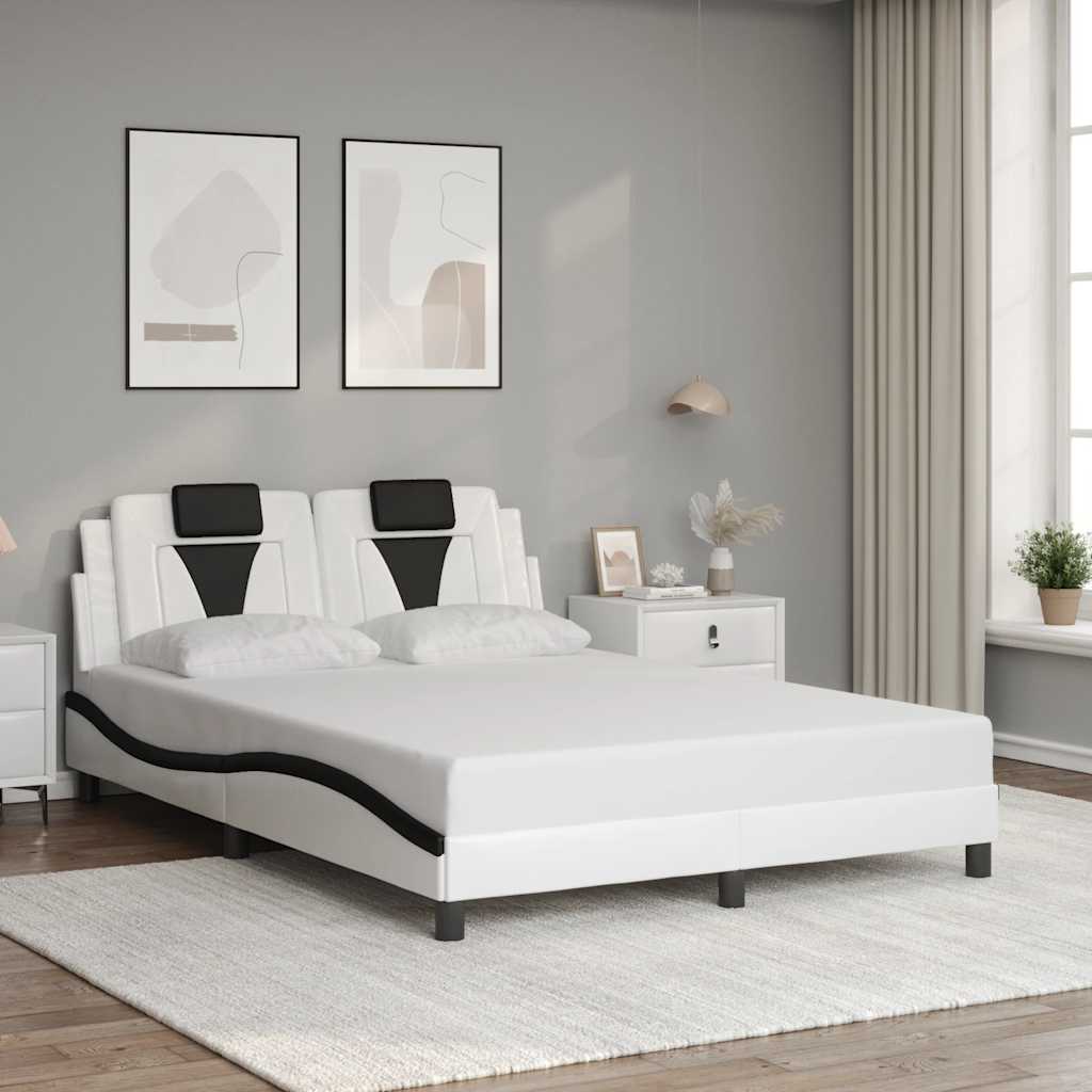 sengeramme uden madras Viana 120x200 cm kunstlæder hvid og sort