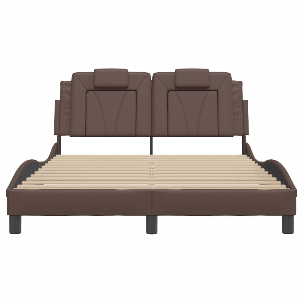 sengeramme uden madras Viana 140x190 cm kunstlæder brun