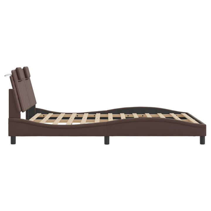 sengeramme uden madras Viana 140x190 cm kunstlæder brun