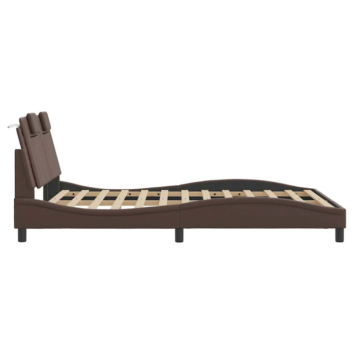 sengeramme uden madras Viana 140x190 cm kunstlæder brun