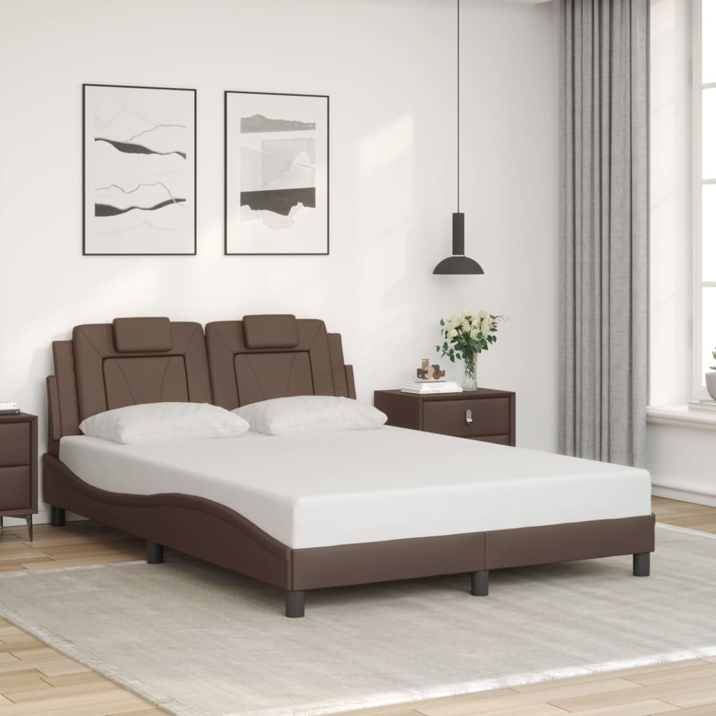 sengeramme uden madras Viana 140x190 cm kunstlæder brun