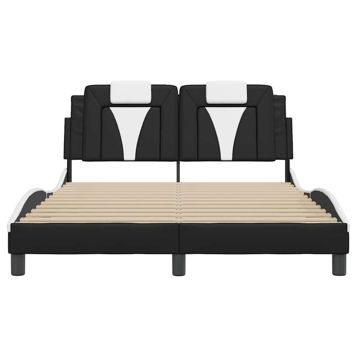 sengeramme uden madras Viana 140x190 cm kunstlæder sort og hvid