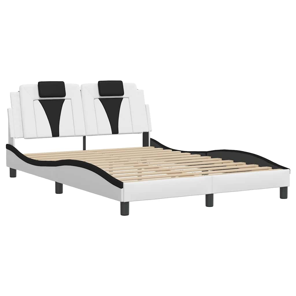 sengeramme uden madras Viana 140x190 cm kunstlæder hvid og sort