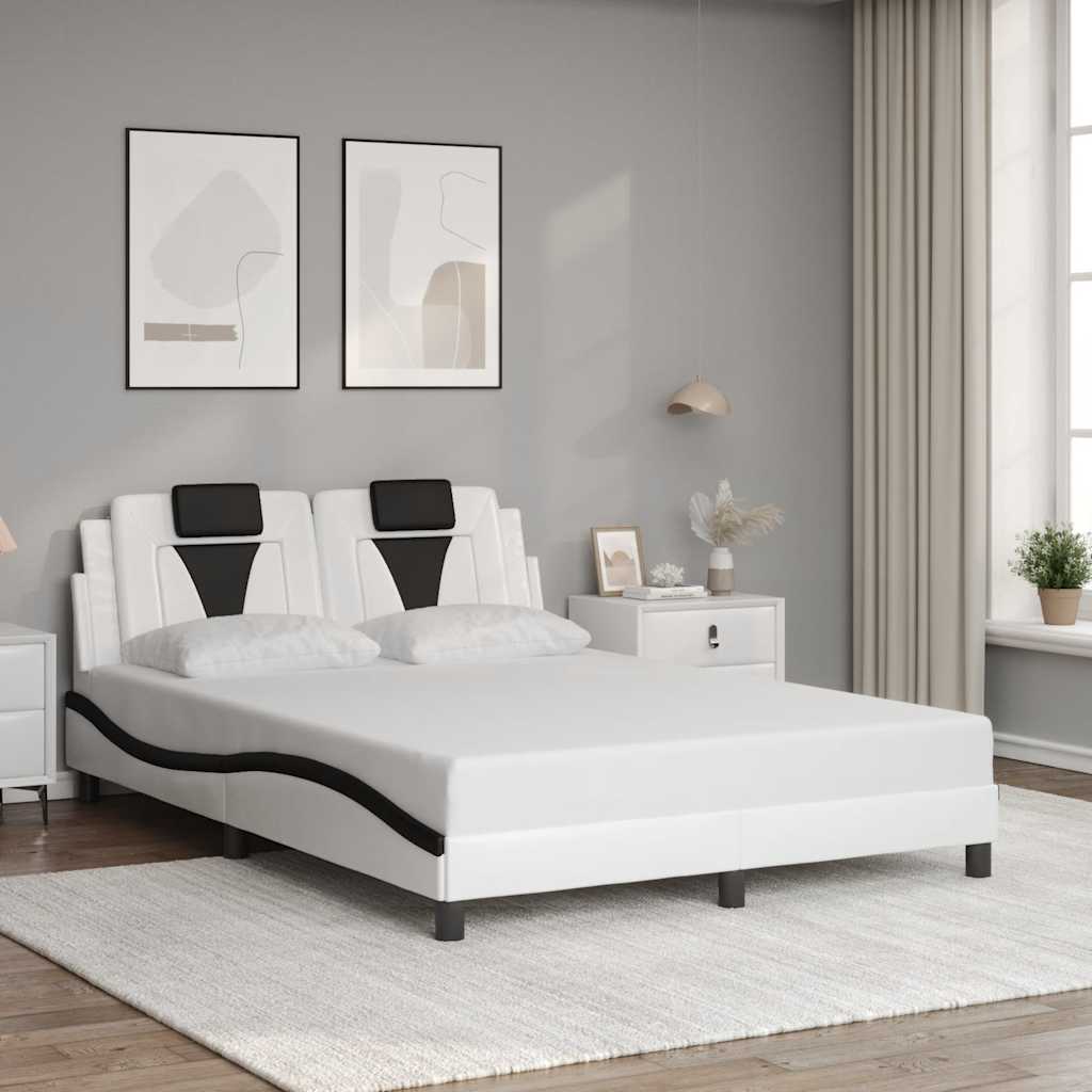 sengeramme uden madras Viana 140x190 cm kunstlæder hvid og sort