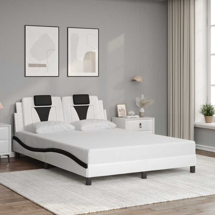 sengeramme uden madras Viana 140x190 cm kunstlæder hvid og sort