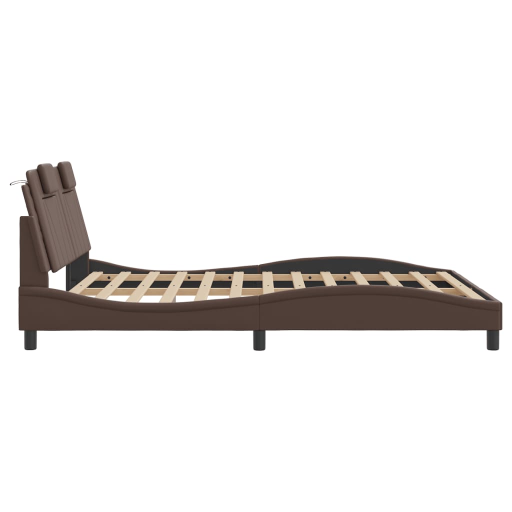 sengeramme uden madras Viana 160x200 cm kunstlæder brun