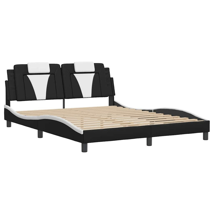 sengeramme uden madras Viana 160x200 cm kunstlæder sort og hvid
