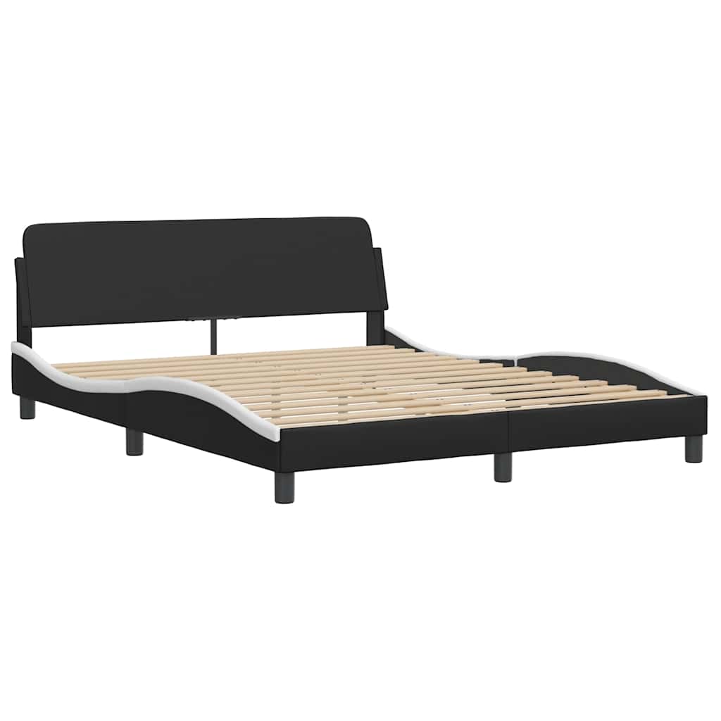 sengeramme uden madras Viana 160x200 cm kunstlæder sort og hvid