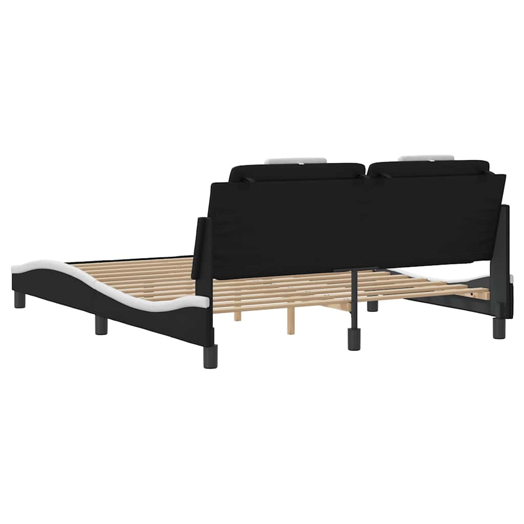 sengeramme uden madras Viana 160x200 cm kunstlæder sort og hvid