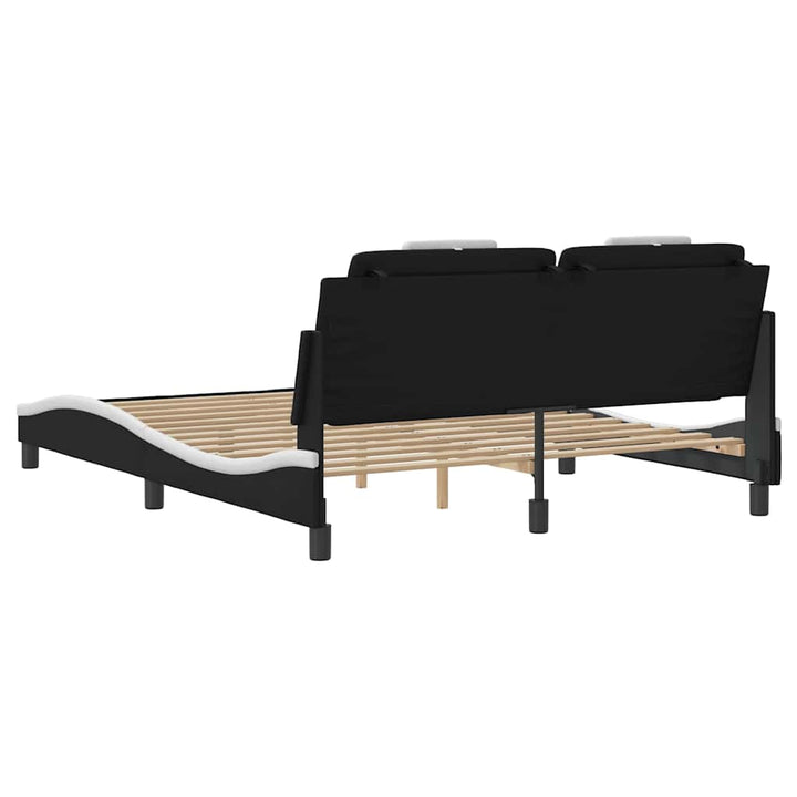 sengeramme uden madras Viana 160x200 cm kunstlæder sort og hvid