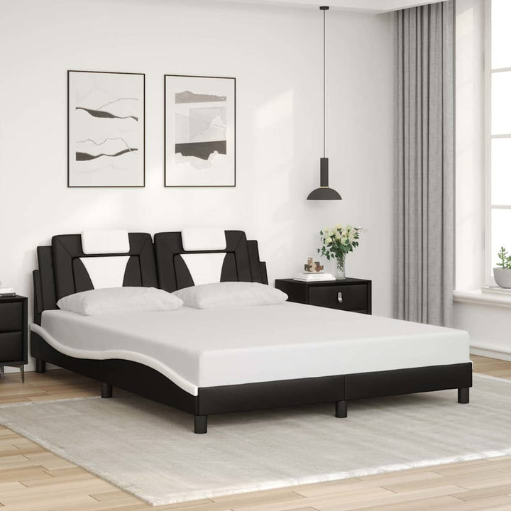 sengeramme uden madras Viana 160x200 cm kunstlæder sort og hvid
