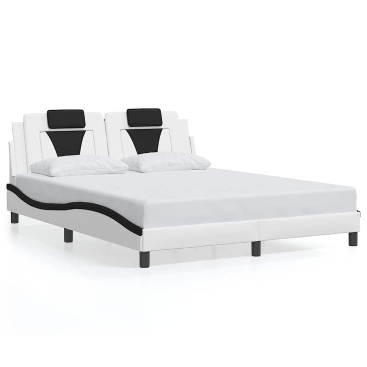 sengeramme uden madras Viana 160x200 cm kunstlæder hvid og sort